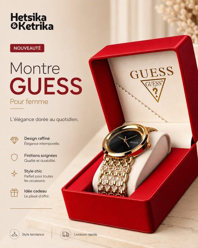 Montre Guess Dorée Cadran Noir