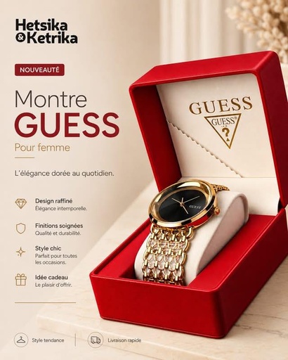 Montre Guess Dorée Cadran Noir